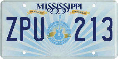 MS license plate ZPU213