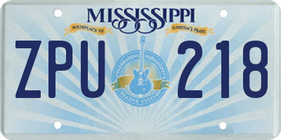 MS license plate ZPU218