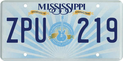 MS license plate ZPU219
