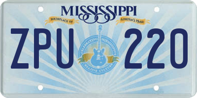 MS license plate ZPU220