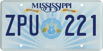 MS license plate ZPU221