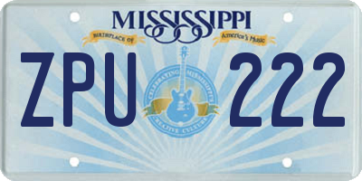 MS license plate ZPU222