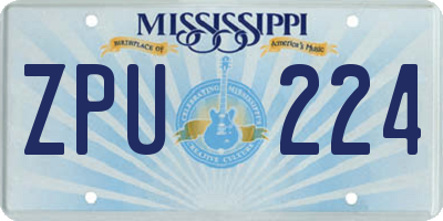 MS license plate ZPU224
