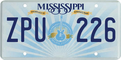MS license plate ZPU226