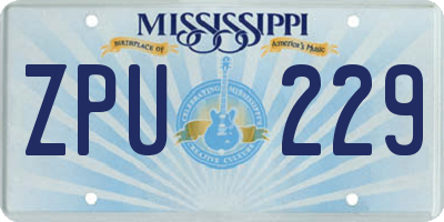 MS license plate ZPU229