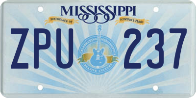 MS license plate ZPU237