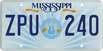 MS license plate ZPU240