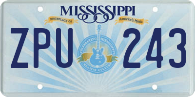 MS license plate ZPU243