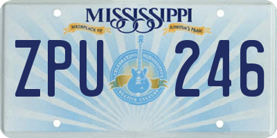 MS license plate ZPU246