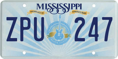 MS license plate ZPU247