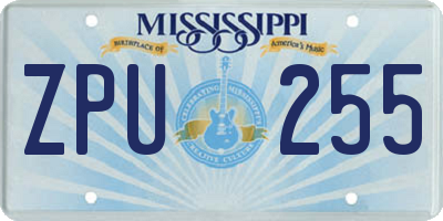 MS license plate ZPU255