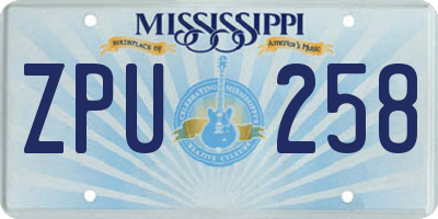 MS license plate ZPU258