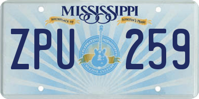 MS license plate ZPU259