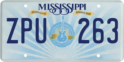 MS license plate ZPU263