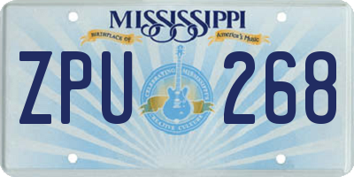 MS license plate ZPU268
