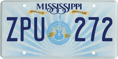 MS license plate ZPU272