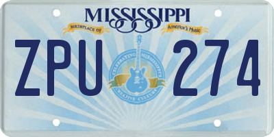 MS license plate ZPU274