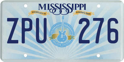 MS license plate ZPU276