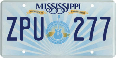 MS license plate ZPU277