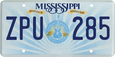 MS license plate ZPU285