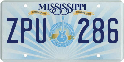 MS license plate ZPU286