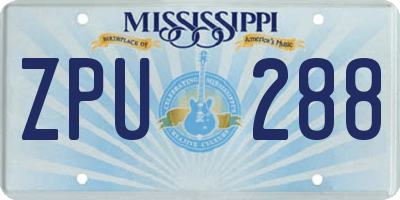 MS license plate ZPU288
