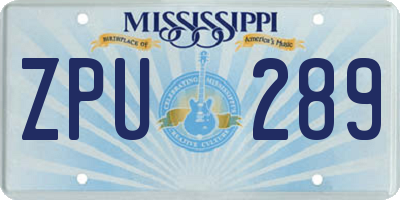 MS license plate ZPU289