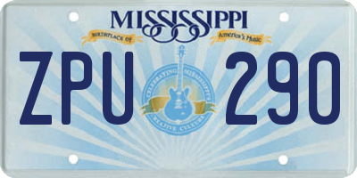 MS license plate ZPU290