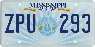 MS license plate ZPU293
