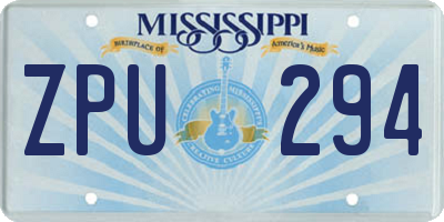 MS license plate ZPU294