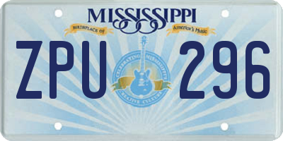 MS license plate ZPU296