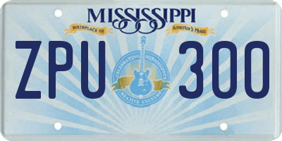 MS license plate ZPU300