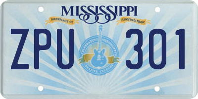 MS license plate ZPU301