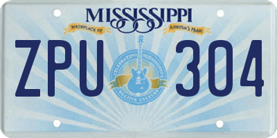 MS license plate ZPU304