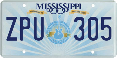 MS license plate ZPU305