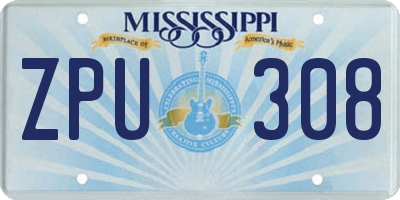 MS license plate ZPU308