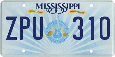 MS license plate ZPU310