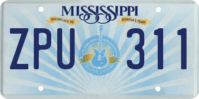MS license plate ZPU311