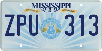 MS license plate ZPU313