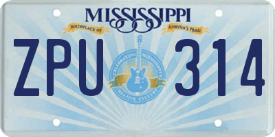 MS license plate ZPU314