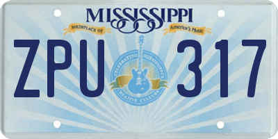 MS license plate ZPU317