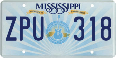 MS license plate ZPU318