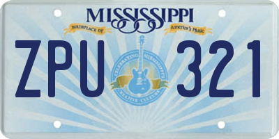 MS license plate ZPU321