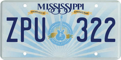 MS license plate ZPU322