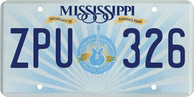 MS license plate ZPU326
