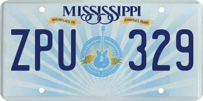MS license plate ZPU329