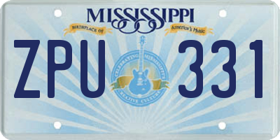 MS license plate ZPU331