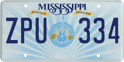 MS license plate ZPU334