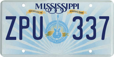 MS license plate ZPU337