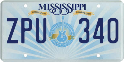 MS license plate ZPU340